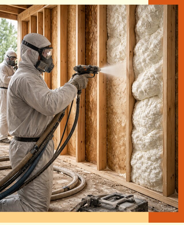 Утепление каркасного дома ППУ в Наро-Фоминске от 2869 руб./м2 — работа под ключ | ТепломастерНр-