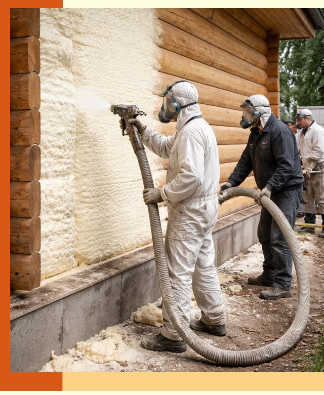 Утепление дома из бруса пенополиуретаном в Наро-Фоминске