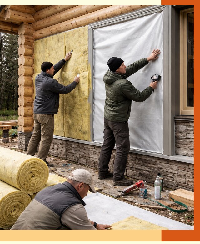 Утепление бревенчатого дома в Наро-Фоминске от 7837 руб/м2 — заказать под ключ | ТепломастерНр-