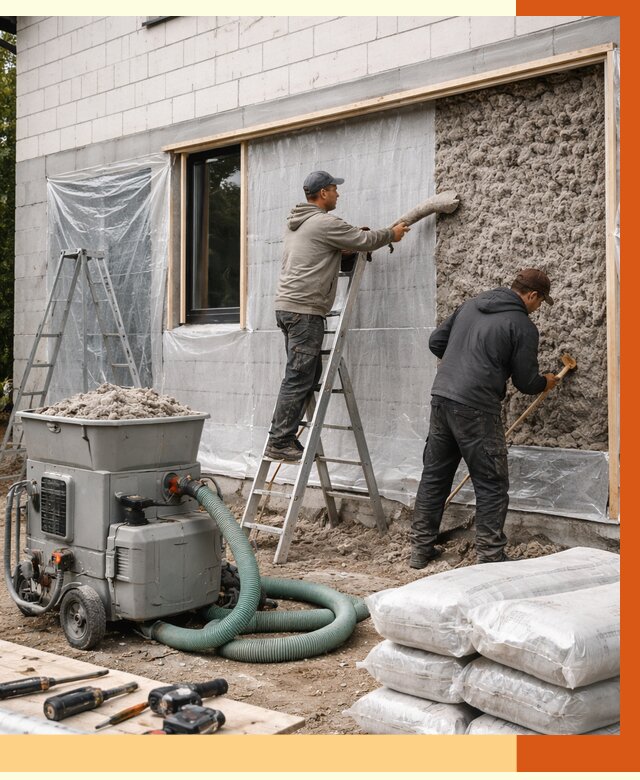 Утепление дома из газобетона эковатой в Наро-Фоминске от 4610 руб./м2 | ТепломастерНр-