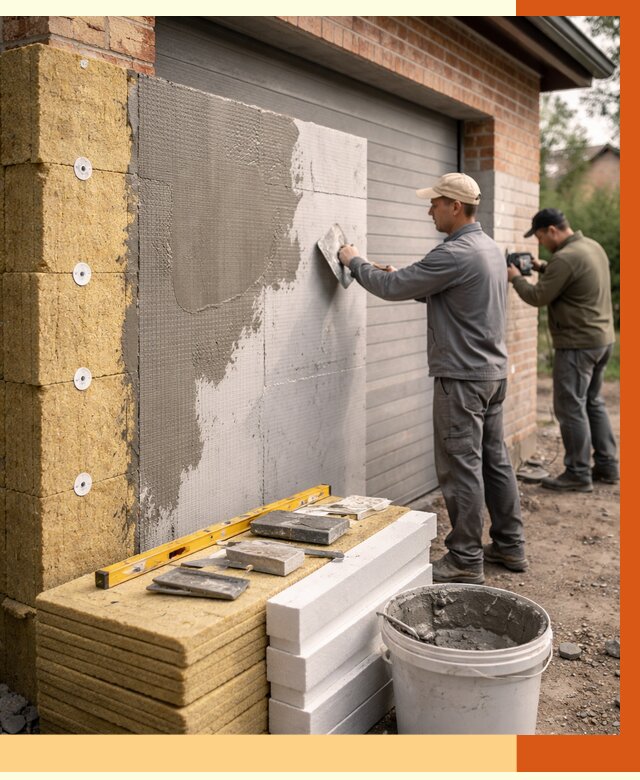 Утепление гаража снаружи в Наро-Фоминске от 4303 руб. за м2 — наружное утепление под ключ | ТепломастерНр-