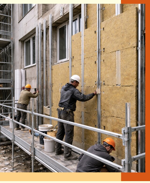 Утепление вентилируемого фасада в Наро-Фоминске от 5737 руб/м2 — монтаж и утепление вентфасад | ТепломастерНр-