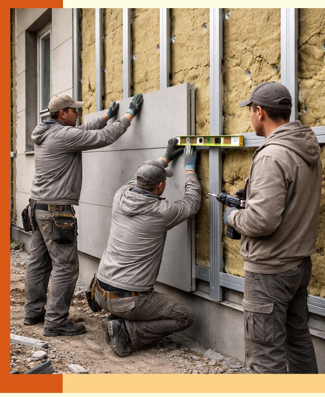 Утепление вентилируемого фасада под ключ в Наро-Фоминске