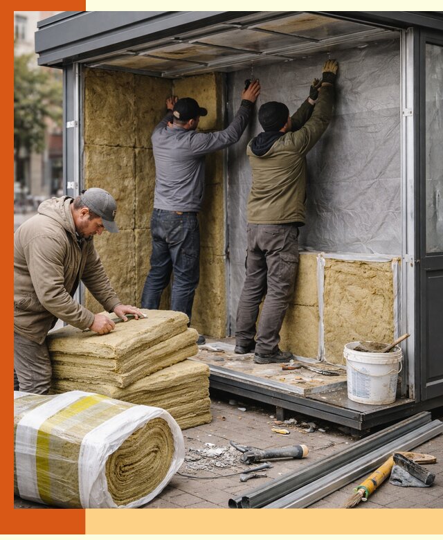Утепление павильона шаурмы под ключ в Наро-Фоминске