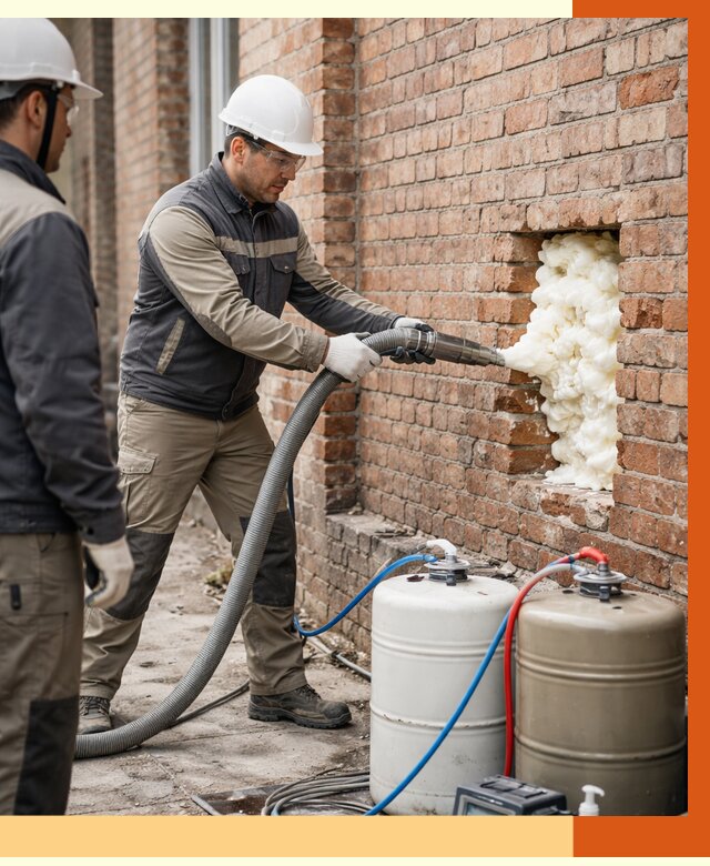 Заливка ППУ в пустоты кирпичной стены в Наро-Фоминске от 2817 руб. | ТепломастерНр-