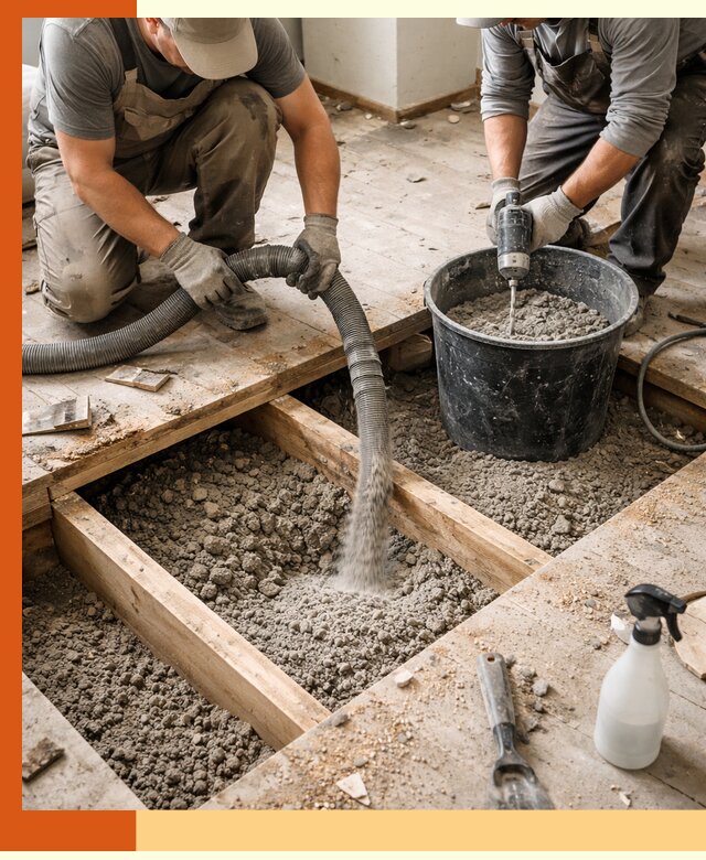 Заполнение пустот пола в Наро-Фоминске полиуретаном и пенополистиролом