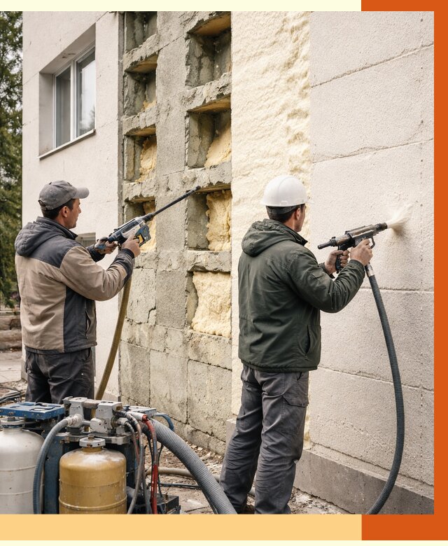 Заполнение пустот фасада в Наро-Фоминске от 4610 руб. — утепление пустот облицовки | ТепломастерНр-