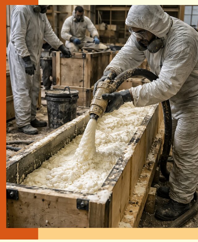 Заливка пенополиуретана в формы для утепления в Наро-Фоминске