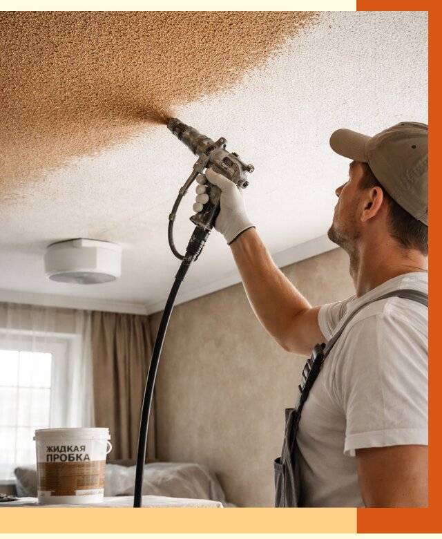 Утепление потолка жидкой пробкой в Наро-Фоминске от 3586 руб. | ТепломастерНр-