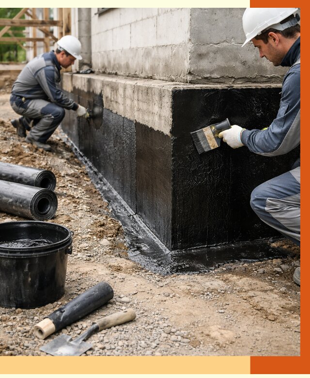 Гидроизоляция фундамента в Наро-Фоминске от 1281 руб. — профессионально, под ключ | ТепломастерНр-